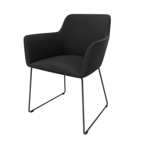 Quadrifoglio Siège visiteur City avec accoudoirs, assise noir, Piètem. semelles