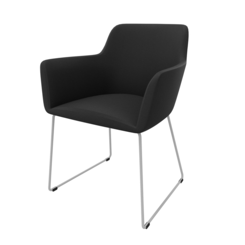 Quadrifoglio Siège visiteur City avec accoudoirs, assise noir, Piètem. semelles
