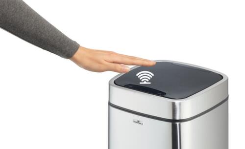 Durable Poubelle à capteur NO TOUCH en acier inoxydable, 12 l, argent métallique