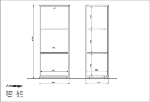 Rayonnage de bureau GW-MONTERIA, largeur 500 mm, 3 HC, chêne Navarra/blanc