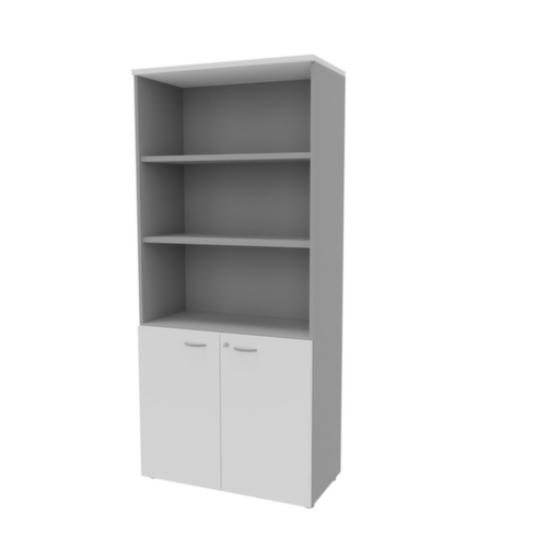 Quadrifoglio Armoire combinée Practika, 5 hauteurs des classeurs, alu/blanc