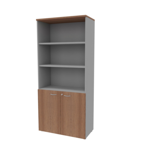Quadrifoglio Armoire combinée Practika, 5 hauteurs des classeurs, alu/noyer Canaletto