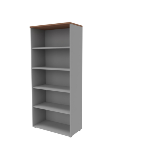Quadrifoglio Rayonnage de bureau Practika, largeur 900 mm, 5 HC, aluminium/noyer