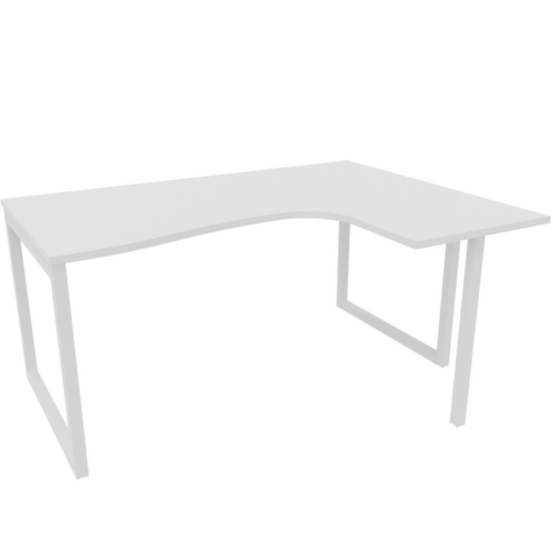 Quadrifoglio Bureau d'angle Practika, Piètem. semelles, largeur 1600 mm, blanc/blanc