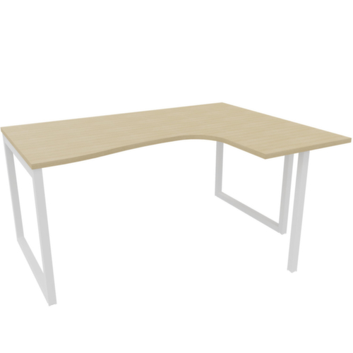 Quadrifoglio Bureau d'angle Practika, Piètem. semelles, largeur 1600 mm, chêne/blanc