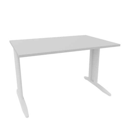 Quadrifoglio Bureau Practika avec piètement en C, largeur x profondeur 1200 x 800 mm, plaque gris