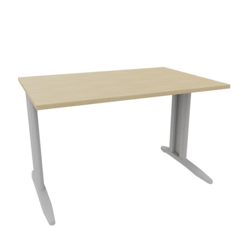 Quadrifoglio Bureau Practika avec piètement en C, largeur x profondeur 1200 x 800 mm, plaque chêne