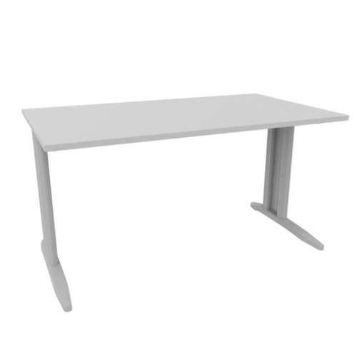 Quadrifoglio Bureau Practika avec piètement en C, largeur x profondeur 1400 x 800 mm, plaque gris