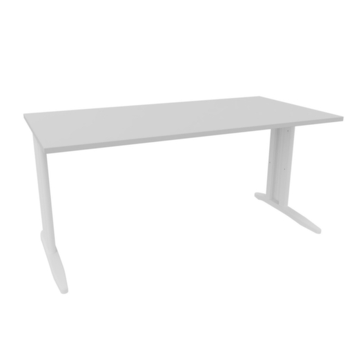 Quadrifoglio Bureau Practika avec piètement en C, largeur x profondeur 1600 x 800 mm, plaque gris