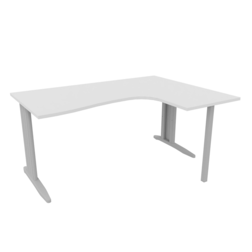 Quadrifoglio Bureau d'angle Practika, piètement en C, largeur 1600 mm, blanc/alu