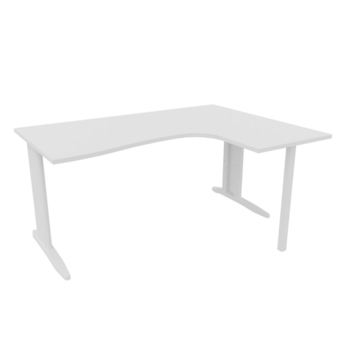 Quadrifoglio Bureau d'angle Practika, piètement en C, largeur 1600 mm, blanc/blanc