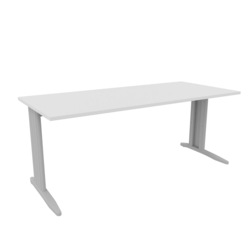 Quadrifoglio Bureau Practika avec piètement en C, largeur x profondeur 1800 x 800 mm, plaque blanc
