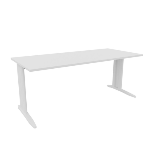 Quadrifoglio Bureau Practika avec piètement en C, largeur x profondeur 1800 x 800 mm, plaque blanc