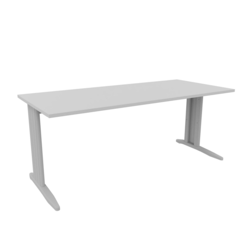 Quadrifoglio Bureau Practika avec piètement en C, largeur x profondeur 1800 x 800 mm, plaque gris