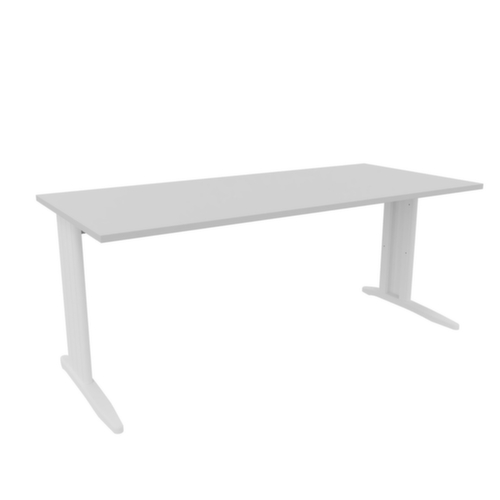 Quadrifoglio Bureau Practika avec piètement en C, largeur x profondeur 1800 x 800 mm, plaque gris