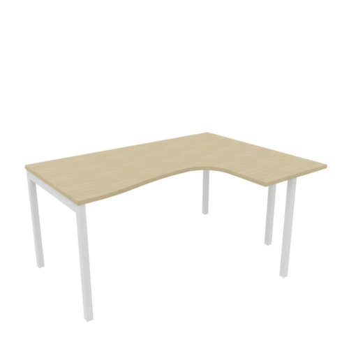 Quadrifoglio Bureau d'angle Practika, piètement 4 pieds, largeur 1600 mm, chêne/blanc