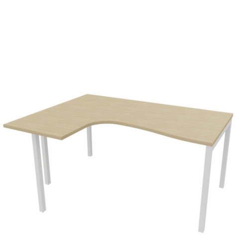 Quadrifoglio Bureau d'angle Practika, piètement 4 pieds, largeur 1600 mm, chêne/blanc