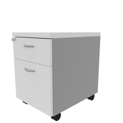 Quadrifoglio Conteneur à roulettes Practika avec tiroir HR, 1 tiroir(s), alu/blanc