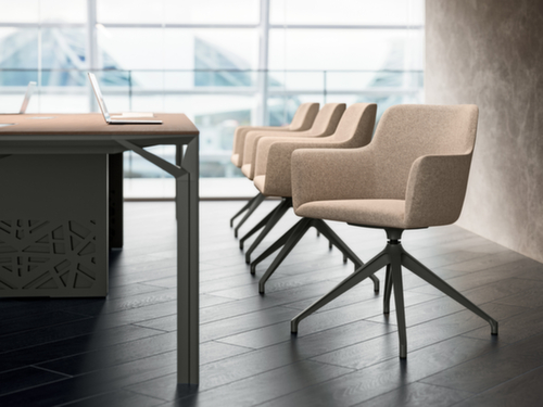 Quadrifoglio Siège visiteur City avec accoudoirs, assise gris clair, piètement rotatif