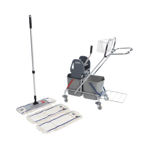 Kit chariot de lavage universel, 2x17 l seau en gris/bleu/rouge