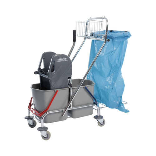 Kit chariot de lavage universel, 2x17 l seau en gris/bleu/rouge