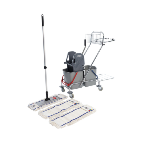 Kit chariot de lavage universel, 2x17 l seau en gris/bleu/rouge