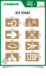 a.m.p.e.r.e. kit de pochoirs Stadt pour le marquage au sol, fauteuil roulant, flèche, point de rassemblement, station de recharge, piétons, vélos, stop