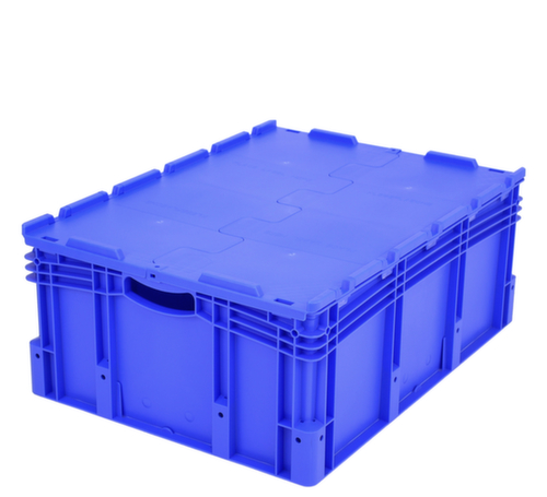 BITO Bac gerbable norme Europe à double fond, bleu, capacité 121 l, Couvercle à charnière en 2 parties