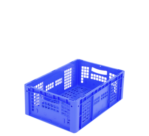 BITO Bac gerbable norme Europe avec double fond nervuré + parois + fond ajourés, bleu, capacité 41 l