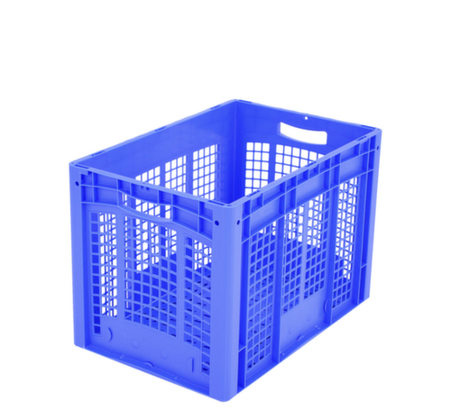 BITO Bac gerbable norme Europe avec double fond nervuré + parois + fond ajourés, bleu, capacité 82 l