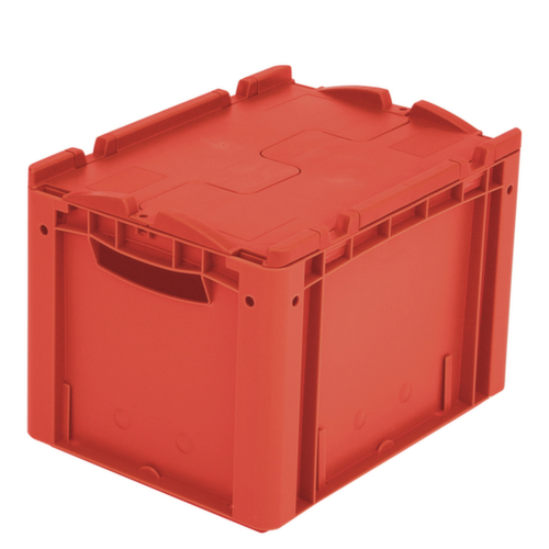 BITO Bac gerbable norme Europe, rouge, capacité 25 l, Couvercle à charnière en 2 parties