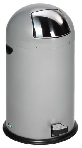 Poubelle à pédale avec couvercle à charnière en acier inoxydable, 40 l, argent