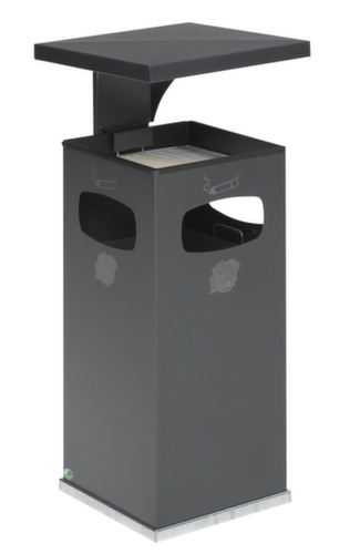 VAR Cendrier poubelle avec 3 ouvertures d'introduction, argent antique