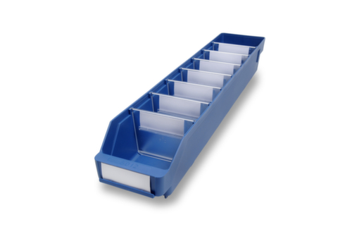 Bac compartimentable à bec, bleu, profondeur 600 mm