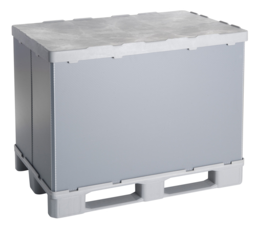 Walther Faltsysteme Bac repliable pour palettes particulièrement léger, capacité de gerbage 500 kg, 3 patins, longueur x largeur 1200 x 800 mm