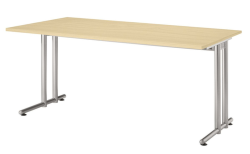 Bureau Terra Nova avec piètement en C, largeur x profondeur 1600 x 800 mm, plaque érable