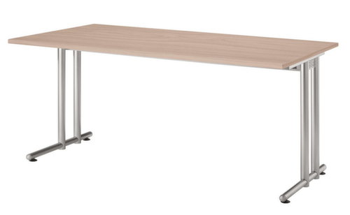 Bureau Terra Nova avec piètement en C, largeur x profondeur 1600 x 800 mm, plaque noyer