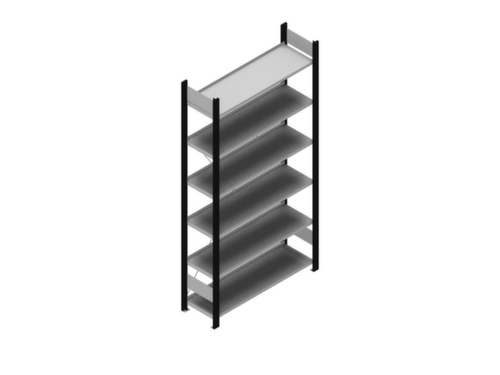 hofe Rayonnage sans boulons pour classeurs, 6 tablettes, RAL9005 noir foncé/RAL9006 aluminium blanc