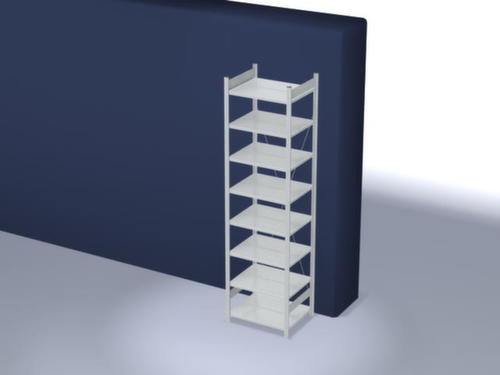 hofe Etagère à dossiers sans vis pour une utilisation des deux côtés, 8 tablettes, RAL7035 gris clair