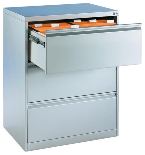 C+P Armoire pour dossiers suspendus avec poignées barres, 3 extensions, RAL7035 gris clair/RAL7035 gris clair