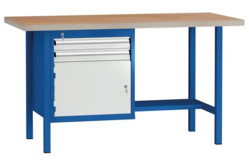 KLW Lutz Établi avec panneau multiplis, 2 tiroirs, 1/2 tablette