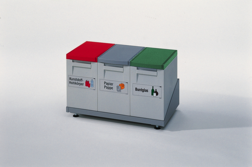 Caisson de tri sélectif, 15 l, gris clair, couvercle rouge