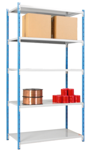 Manorga rayonnages sans vis pour une utilisation des deux côtés, hauteur x largeur x profondeur 2000 x 1220 x 500 mm, 5 tablettes