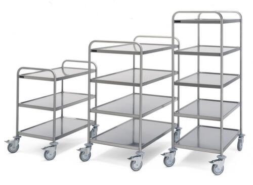 Hupfer Chariot à plateaux en acier inoxydable avec tapis antibruit