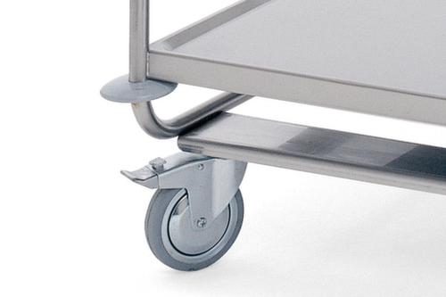 Hupfer Chariot à plateaux en acier inoxydable avec tapis antibruit, force 160 kg, 2 plateaux