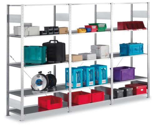 META Rayonnage sans boulons élément suivant avec élingue chaîne, hauteur x largeur x profondeur 2500 x 1006 x 336 mm, 7 tablettes