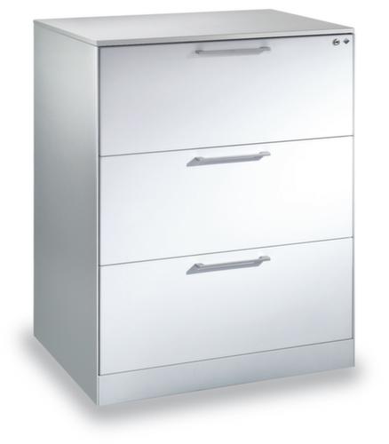 C+P Armoire pour dossiers suspendus avec poignées étrier, 3 extensions, RAL7035 gris clair/RAL7035 gris clair