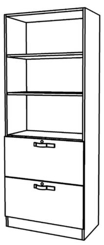 Rayonnages boulonnés combinés Up and Down avec tiroirs HR, 3 compartiments de rayonnage, largeur 800 mm, gris/gris