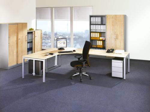 C+P Armoire à portes battantes Asisto, 5 hauteurs des classeurs, RAL9006 aluminium blanc/érable