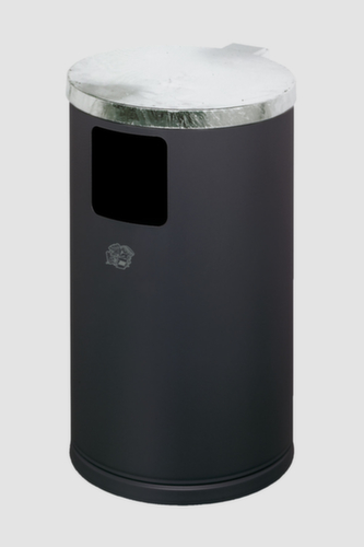 VAR Collecteur de déchets WR 1 avec couvercle, 30 l, RAL7021 gris noir